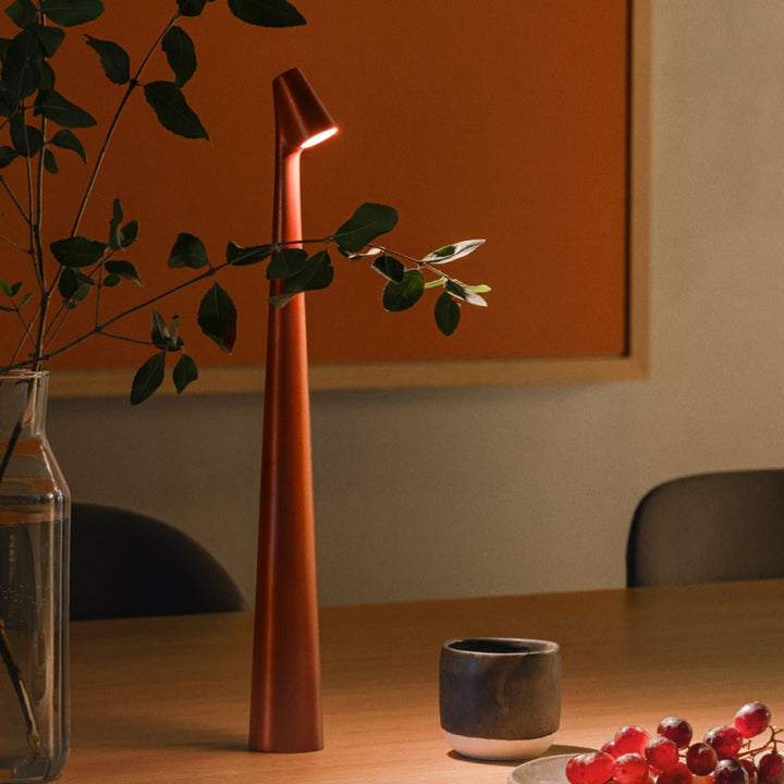 Luvikno | Skulpturell Bordlampe Trådløs LED Lampe Solid Aluminiums 10000mAh Batteri 3-Nivå Dimming CRI 90 USB-C Ladekontakt Varm Hvit 2700K