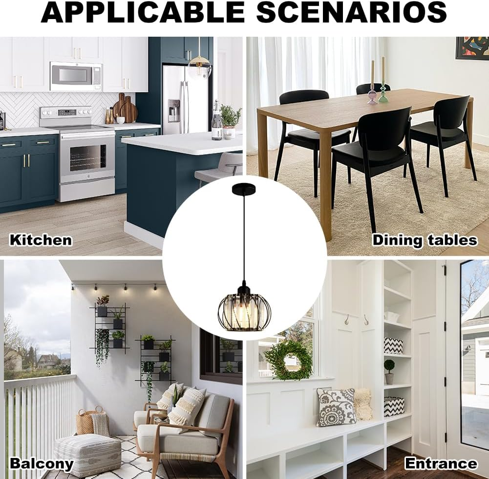 Pendellampe svart glass kule taklampe Luvikno