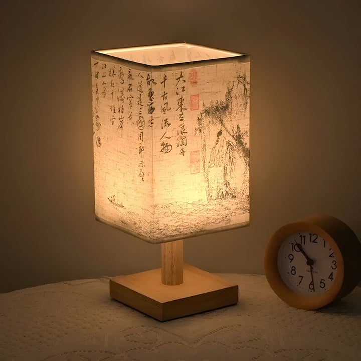 SerenityGlow Lampe - Moderne Stoff LED Kinesisk Stil Bordlampe | Luvikno
