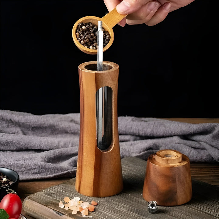 Luvikno | SpiceCraft Manuell Salt- og Pepperkvernsett – Tre design med akrylvindu Justerbare malingsnivåer