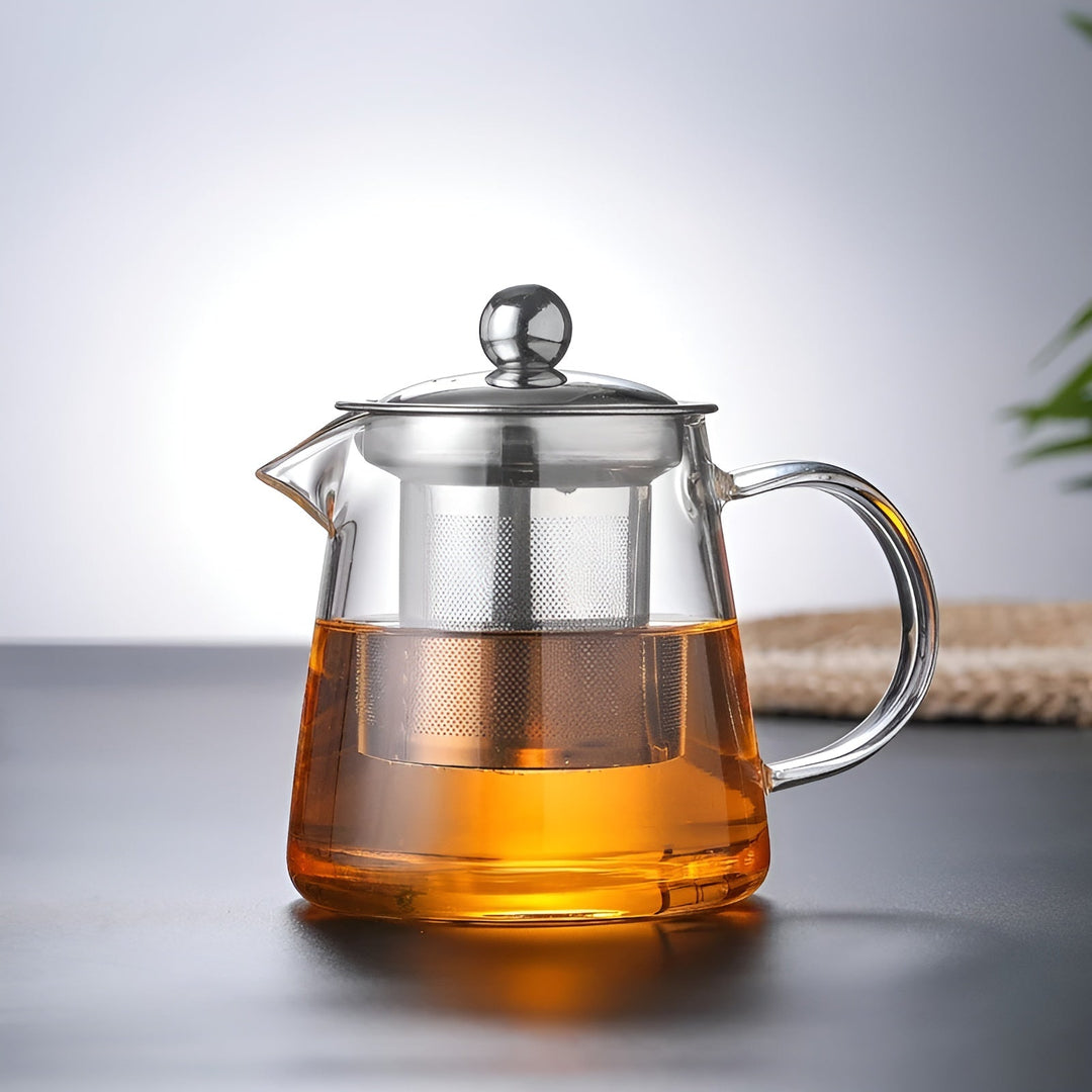 Luvikno | Teekanne Claritéa | Borosilicate glass | Med rustfritt stålfilter og trelokk | Varmeresistent og oppvaskmaskin trygg