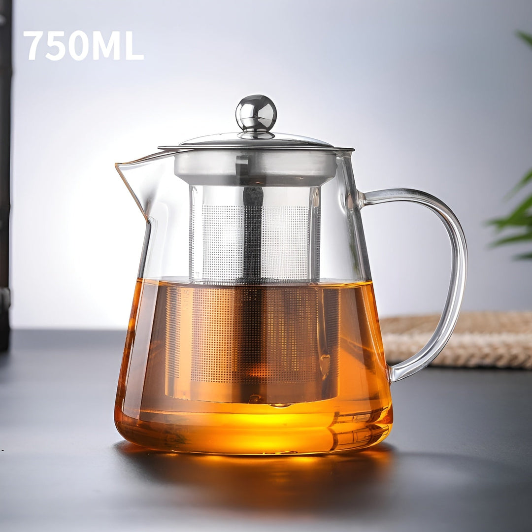 Luvikno | Teekanne Claritéa | Borosilicate glass | Med rustfritt stålfilter og trelokk | Varmeresistent og oppvaskmaskin trygg