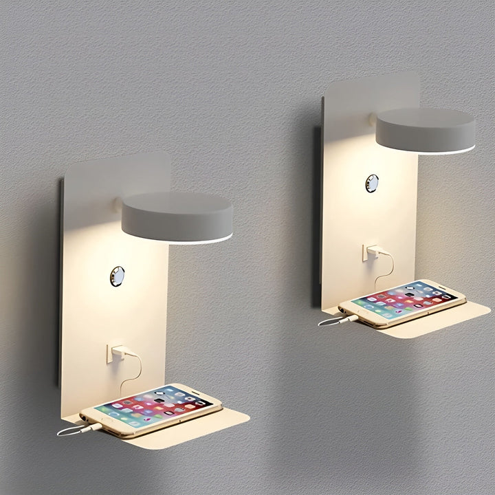 Luvikno | ChargeBright Luxe LED Vegglampe med USB-ladeport - Moderne svart-hvitt design