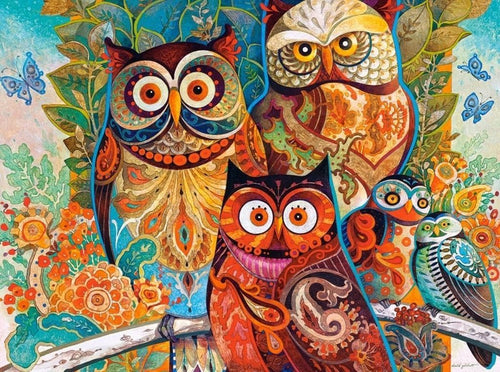 Abstract Owls - Van-Go Mal-By-Nummer Sett | Luvikno