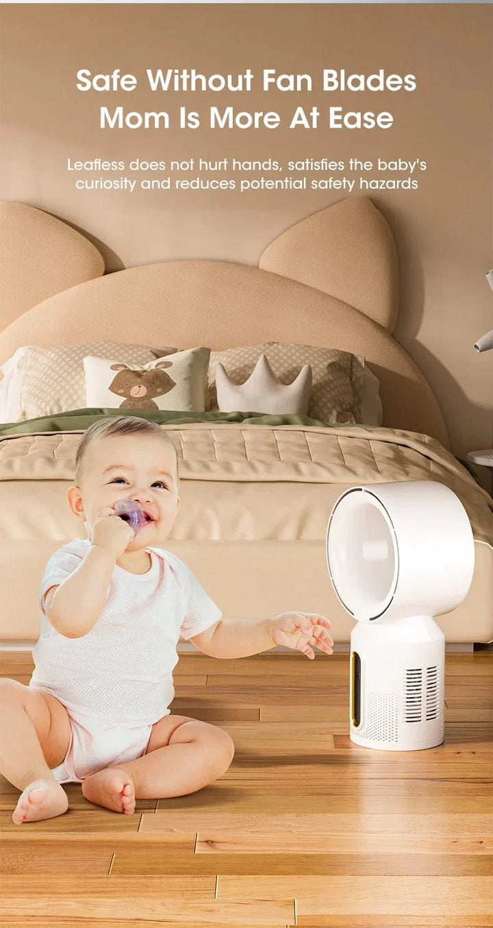 Desktop Bladeless Electric Fan Bordvifte 5-hastighets tårnvifte for baby kjøler luftkondisjonering USB oppladbar kjølevifte | Luvikno
