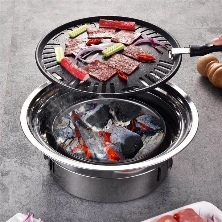 Bærbar Koreansk Stil Rustfritt Stål Kull Campinggrill | Luvikno