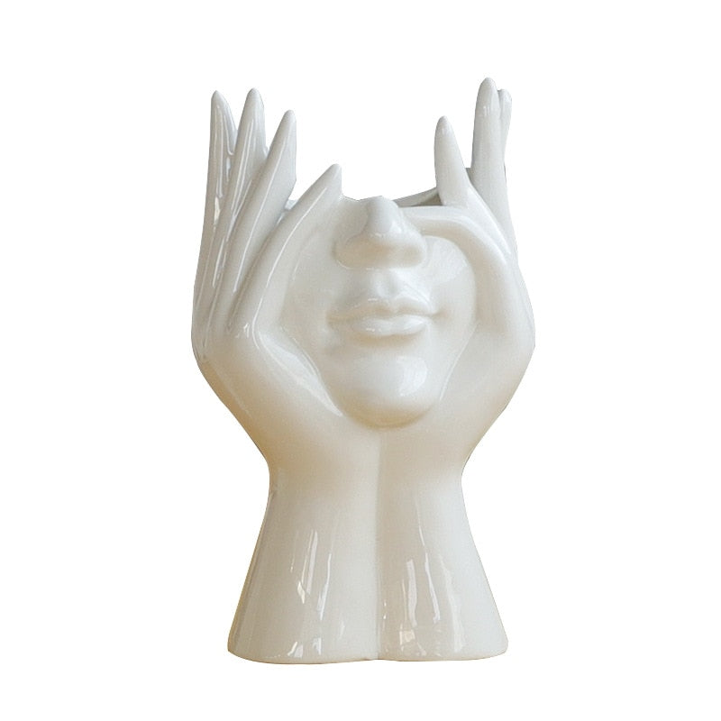 Keramisk Abstrakt Menneskeansikt Luviknoomster Vase | Luvikno