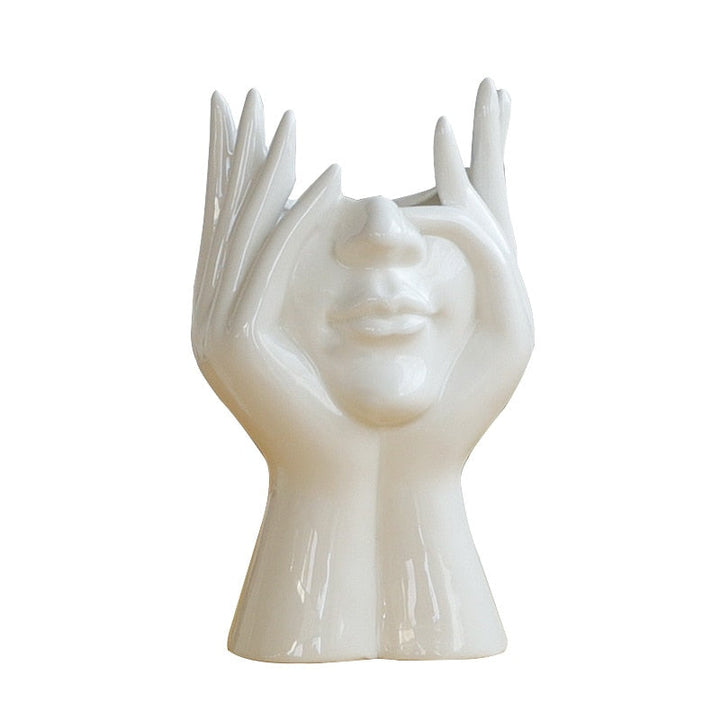 Keramisk Abstrakt Menneskeansikt Luviknoomster Vase | Luvikno