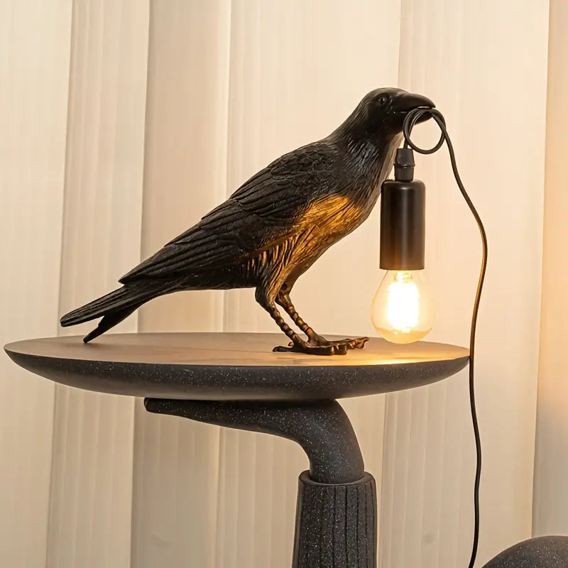 NachtRaaf Ambient Lampe – Dekorativ fuglelampe laget av harpiks for varmt lys | Luvikno