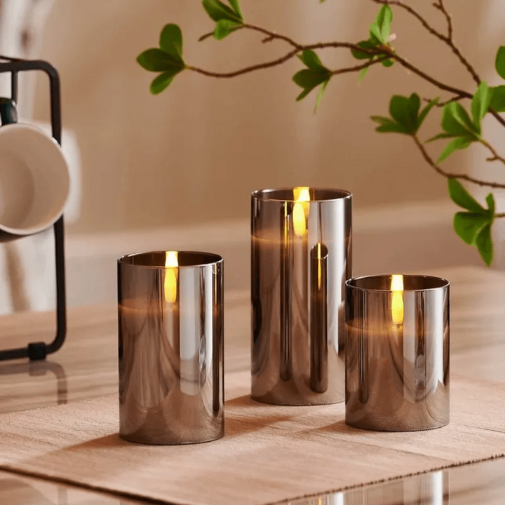 Stearinlys Glass Bordlampe Sett Luvikno