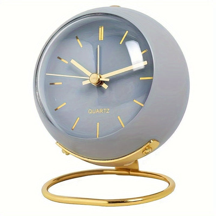 Luvikno | Buzzley Retro Stille Vekkerklokke – Vintage Metall Analog Klokke med Nattlys