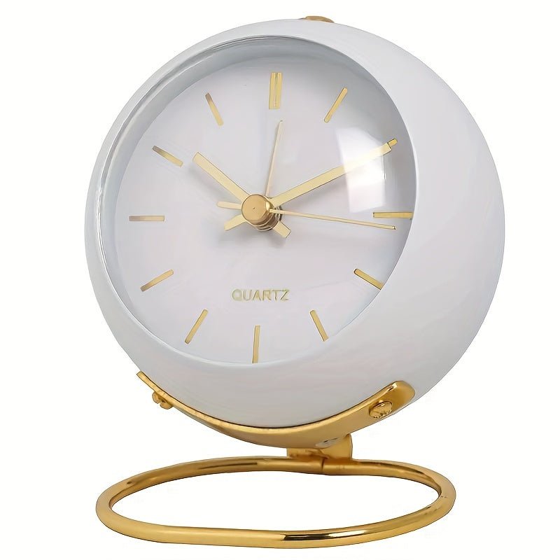 Luvikno | Buzzley Retro Stille Vekkerklokke – Vintage Metall Analog Klokke med Nattlys
