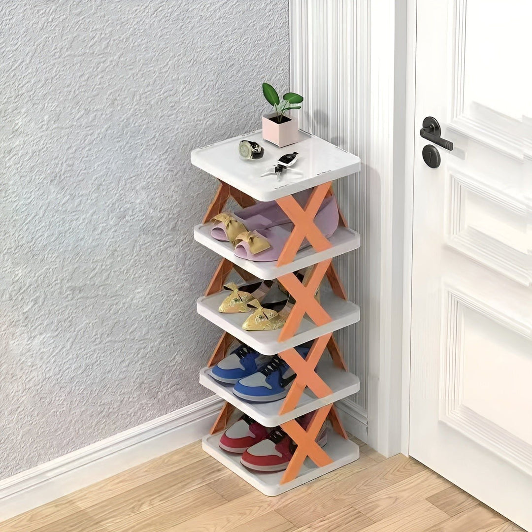 FlexiRack Skoorganizer - Multifunksjonell Flerlags Sammenleggbart Skohylle | Luvikno