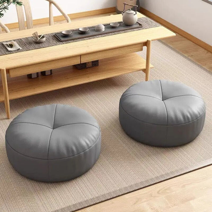 ZenCushion – Runde japanske setekuddeler laget av nappa-lær i Tatami-stil | Luvikno