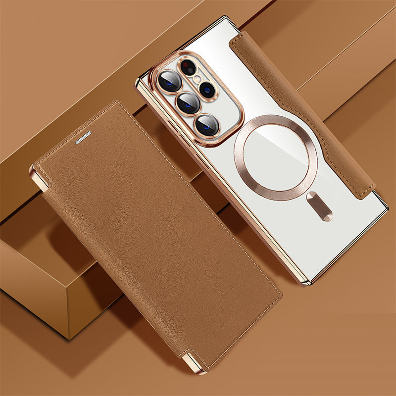 Magnetisk Samsung Flip-deksel | Lærutseende med kortholder