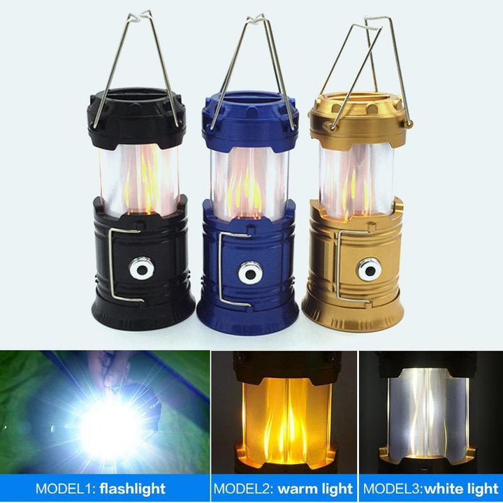 3-i-1 LED campinglampe med flimrende flamme | Luvikno