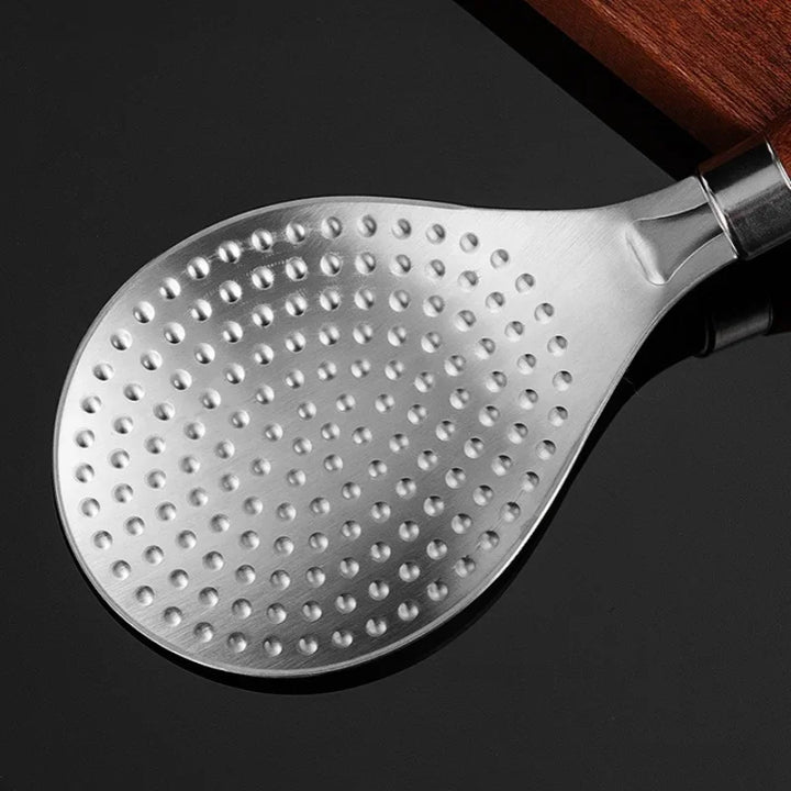 Rustfritt stål ris skje med trehåndtak Non-Stick ris spatel | Luvikno