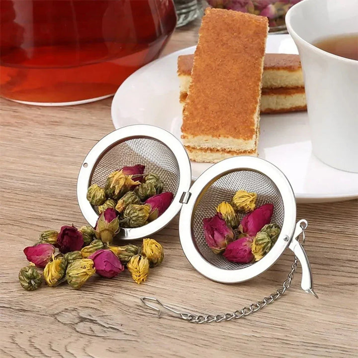 Rustfritt Stål Te Ball Infuser Mesh Løs Te Sil med Kjede | Luvikno
