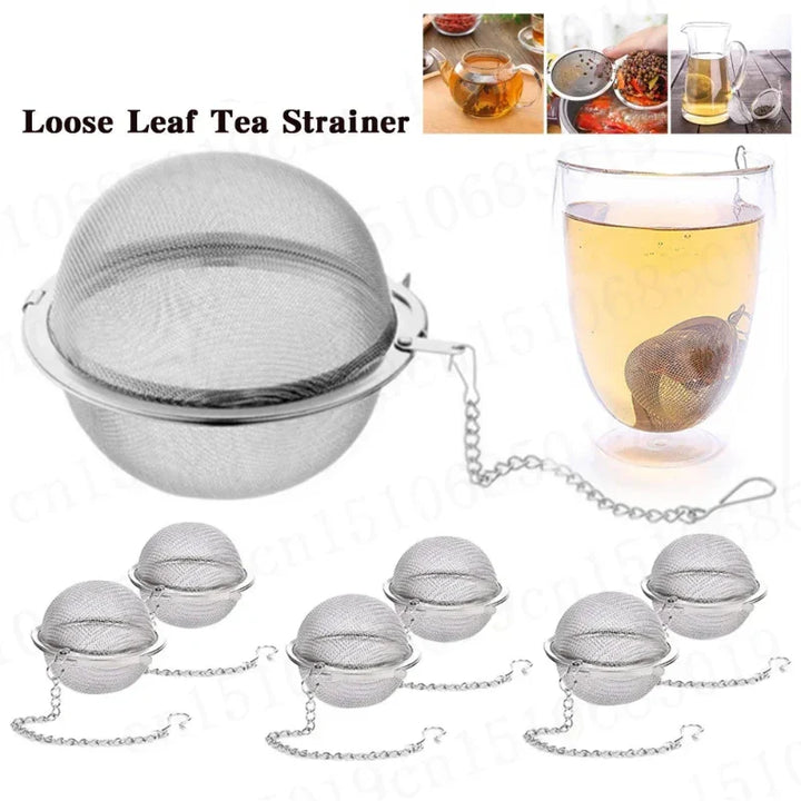 Rustfritt Stål Te Ball Infuser Mesh Løs Te Sil med Kjede | Luvikno