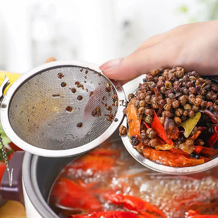 Rustfritt stål teball infuser mesh løs te sil med kjede | Luvikno