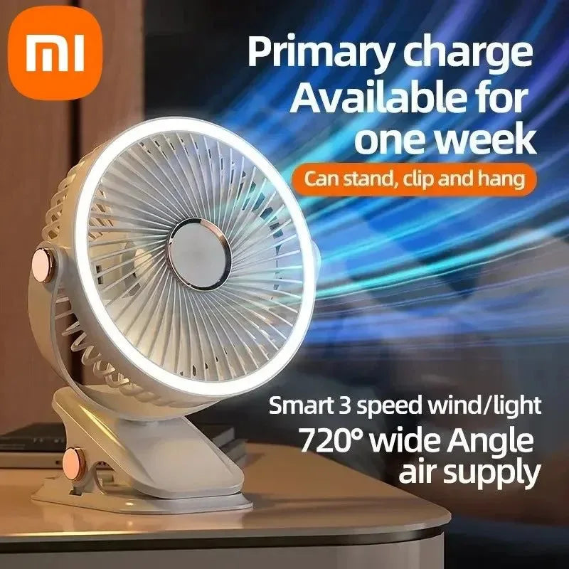 8000mAh Clip-on Fan 3 Speed Quiet Rechargeable Desktop Portable Air Circulator Wireless Fan - Trekker Essentials