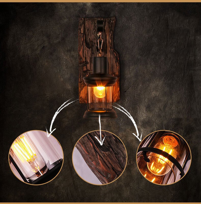 Luvikno | Veritas - Vegglampe inkludert trebase og glassdesign