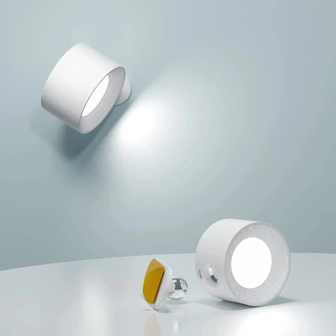 Luvikno | Batteridrevet vegglampe | Oppladbar, 360° justerbar og trådløs for soverom, ganger og lesehjørner