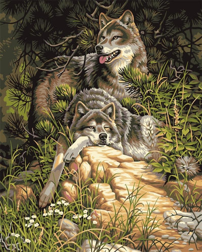 Lounging Wolves - Van-Go Mal-etter-nummer Kit | Luvikno