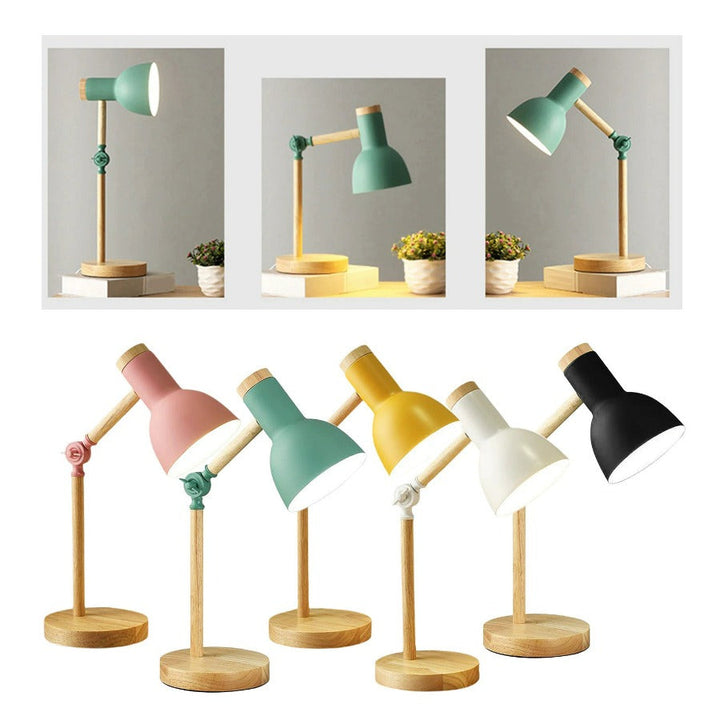 Luvikno | Nordivio Skandinavisk Bordlampe | Justerbar & Sammenleggbar | Tre & Metall | Høyde 45 cm